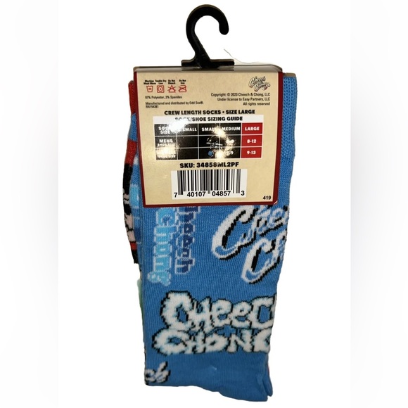 Cheech & Chong Odd Sox Crew Socks 2 Pair Men 8-12 W 9-13 Blue Face & Smoke Logo - Picture 3 of 10